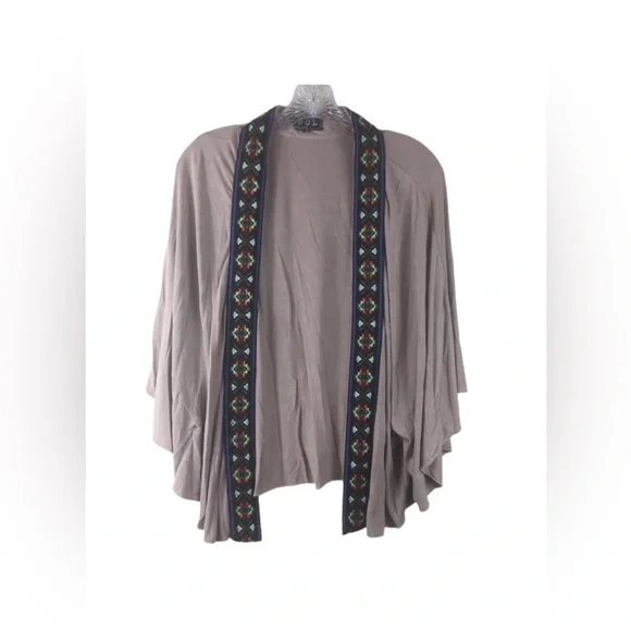 POL kimono sleeve open tan Aztec print open front cardigan western boho size M - Picture 1 of 8